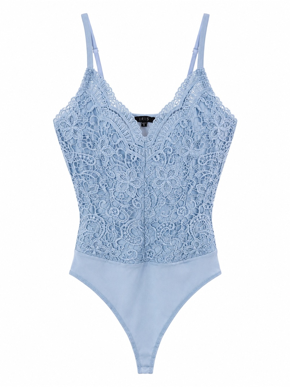 iris Light Blue Floral Lace Bodysuit Thong